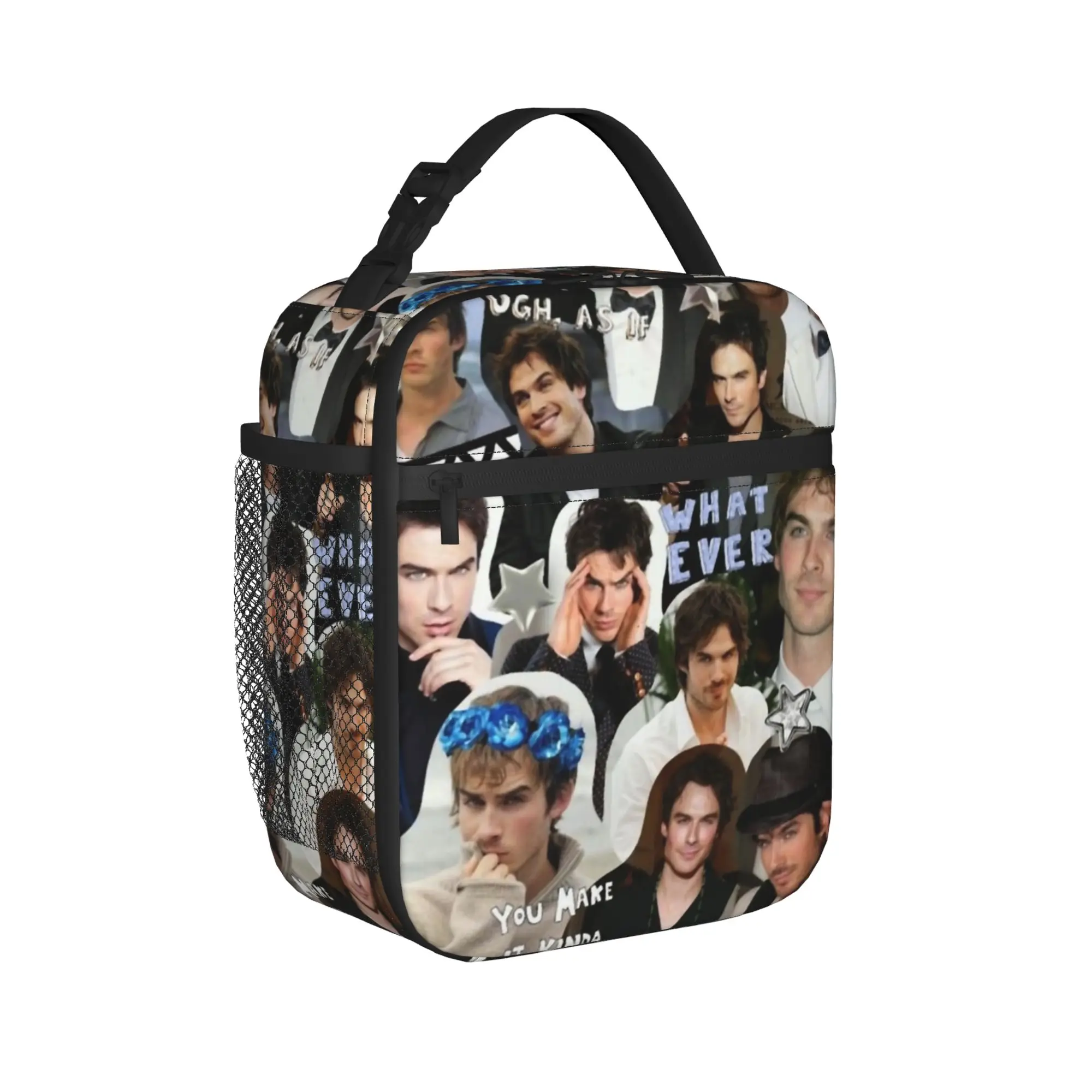 Damon Salvatore Collage Accessories Insulated Lunch Bag For Office Vampire Food Container Portable Thermal Cooler Bento Box