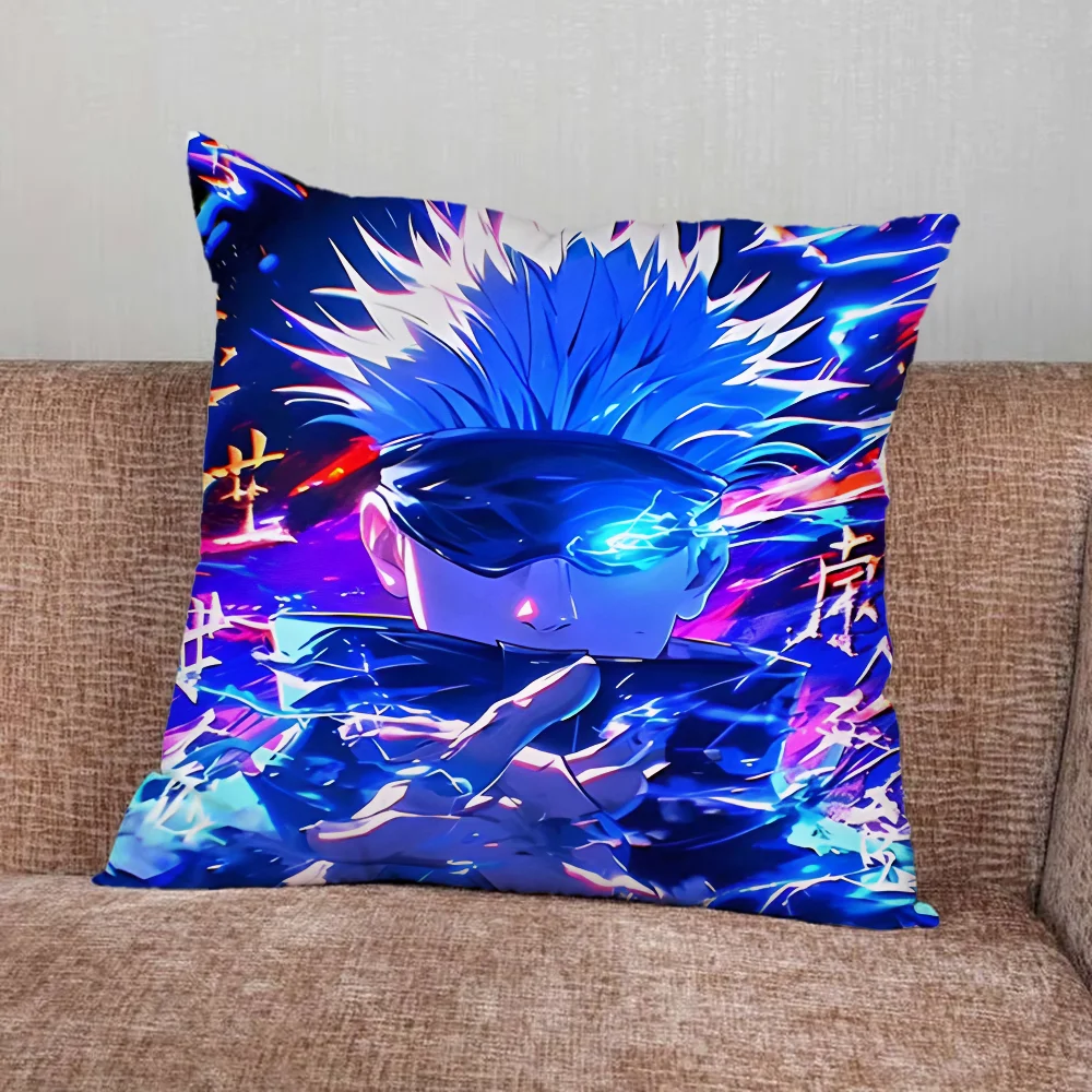 J-Jujutsu K-Kaisen G-Gojo Pillow Case For Home Bedroom Car Office Decoration Living Room Sofa Cushion Cover Suitable