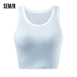 Semir Underwear Women Integrated Sports Vest Fashion Contrasting Colors Bra Simple Inner Wear Strappy Daily Wearable Outside