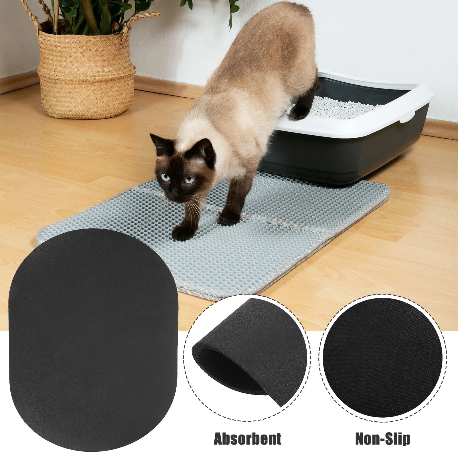 

Anti-Slip Food Absorbent Catch Spill Reusable Thick Floor Protection Lightweight Easy Clean Decorative Cat Bowl Slow Eating Pet