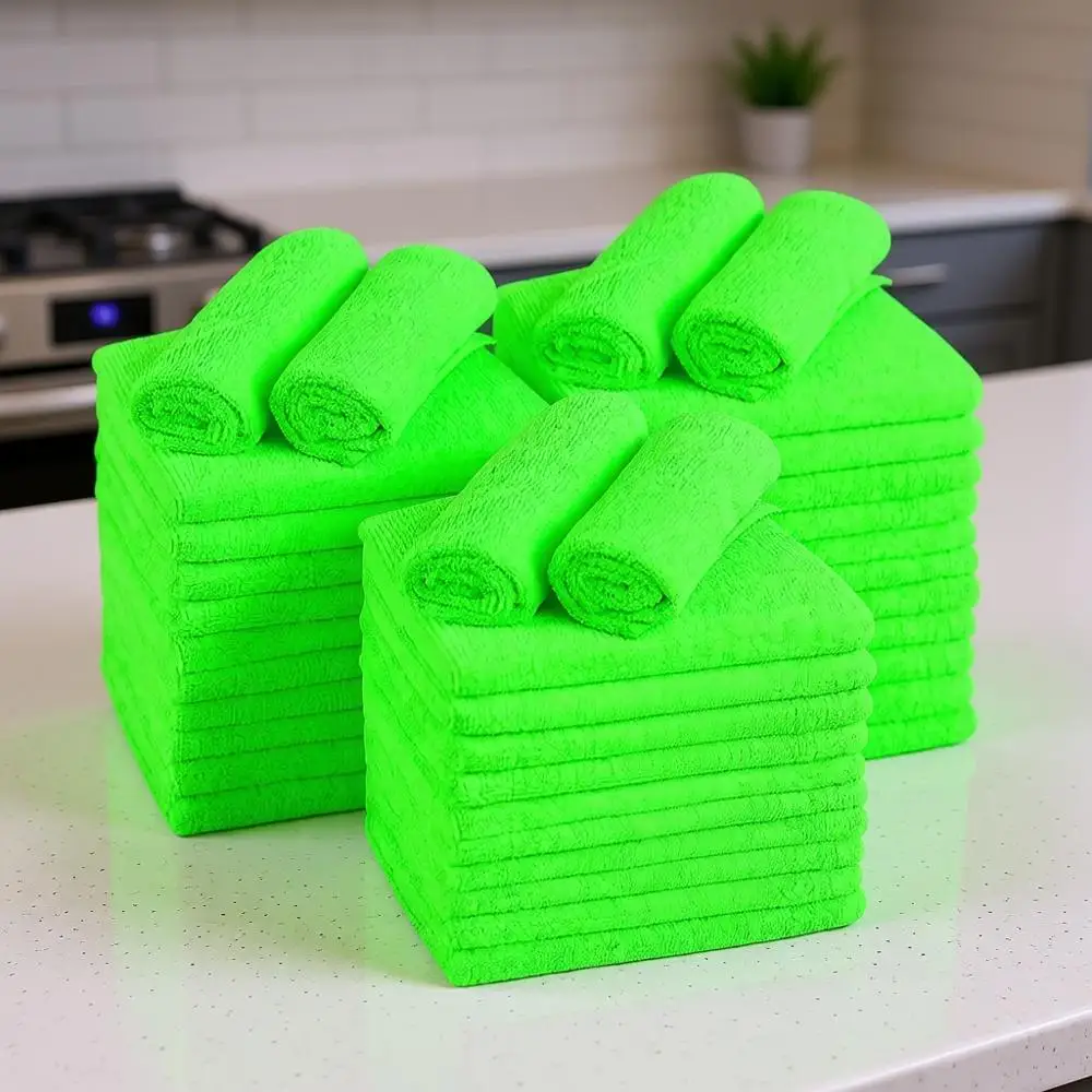 

Набор из 36 микрофибровых салфеток для уборки, ультрамягкие, плюшевые, 16 x 16, зеленые