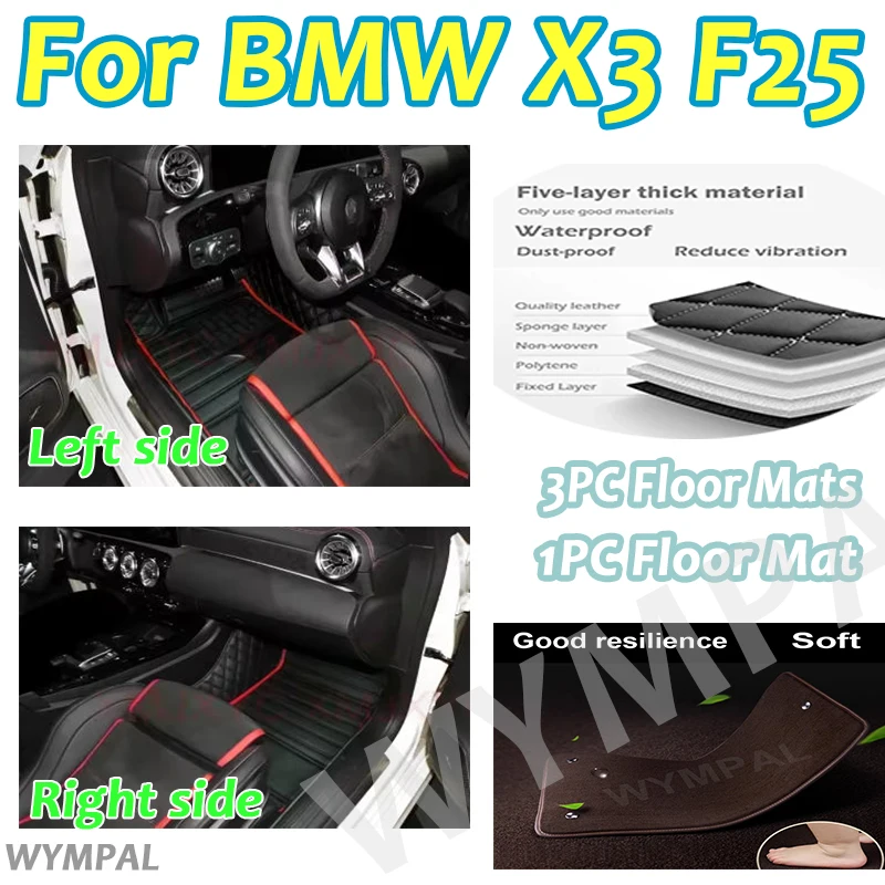 

Luxury Custom Car floor mats for BMW X3 F25 2011 2012 2013 2014 2015 2016 auto foot Pads automobile carpet cover accessories