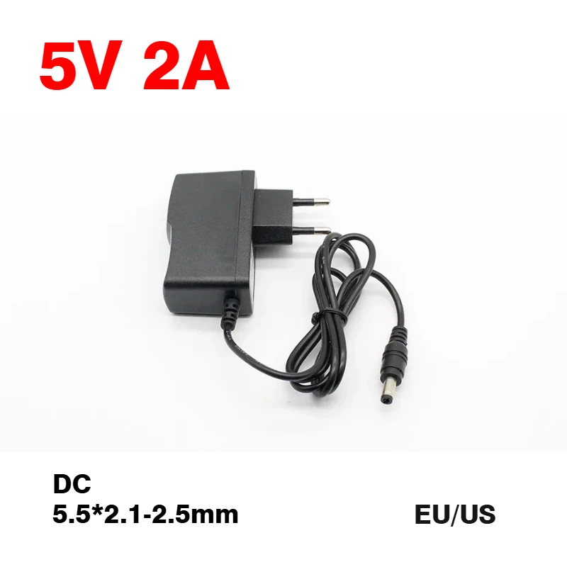 Switching Power Supply 5V2A New AC 110V 220V Converter Adapter DC 5V 2A 2000mA Power Supply EU Plug DC 5.5mm X 2.1-2.5mm