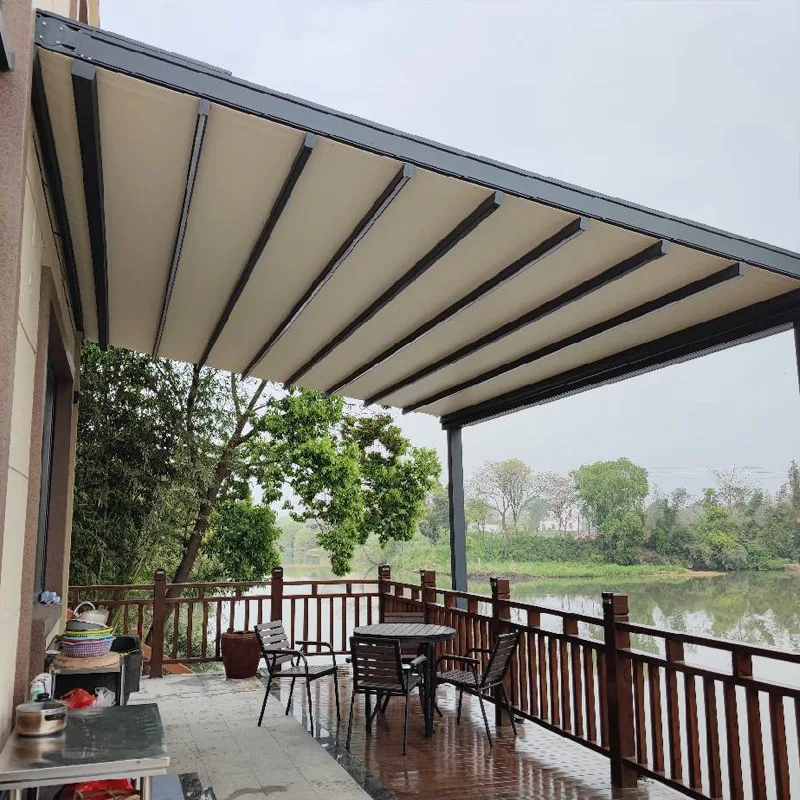 Electric Retractable Awning Aluminum Frame PVC Coated Waterproof for Outdoor Balcony Patio - Motorized Sun Shade