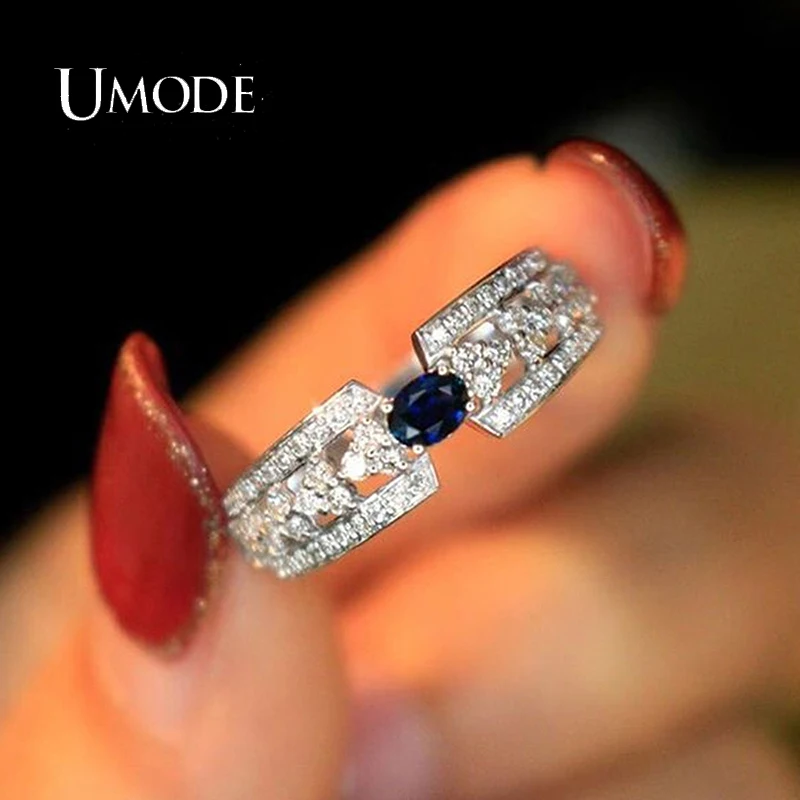 UMODE Geometric AAA+ Cubic Zirconia Ring for Women Luxury Wedding Bands Femme Girls Couples Christmas Party Gif Jewelry UR0672