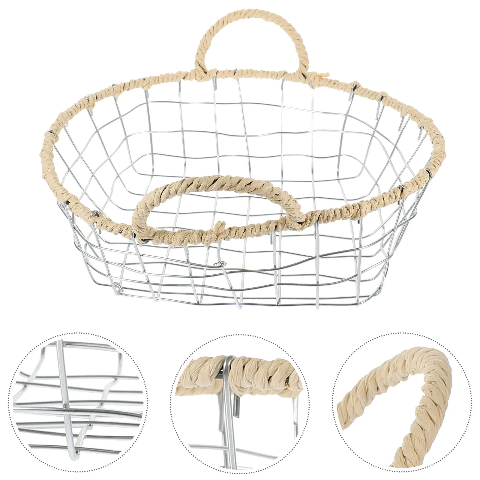 

Vintage Style Iron Wire Basket Desktop Storage Organizer Cosmetics Container Picnic Fruit Vegetable Holder Metal Sundry