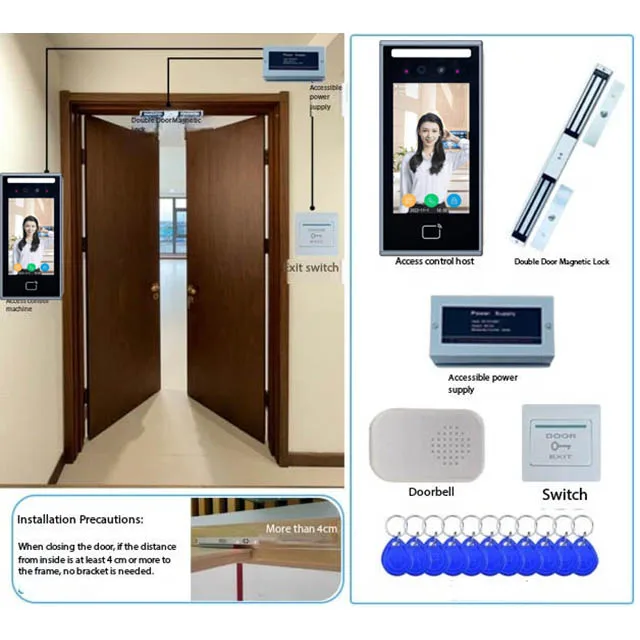 Automat do rozpoznawania twarzy w kształcie litery L, 5 cm, z ekranem dotykowym, biometryczny system kontroli dostępu.