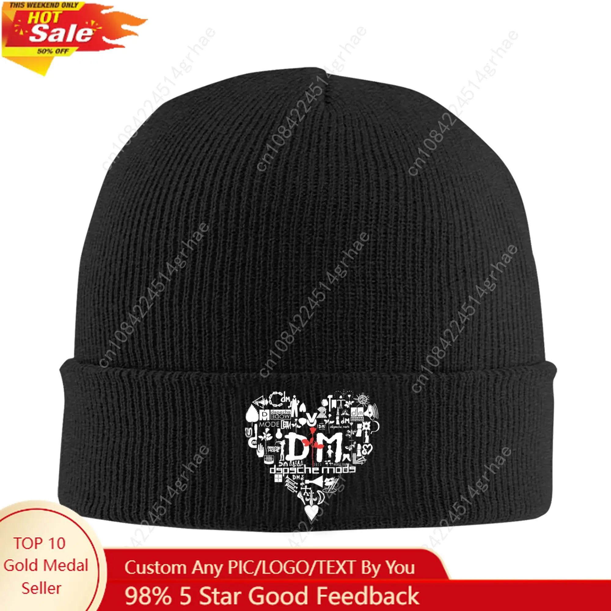 

Depeche Cool Mode Electronic Rock Skullies Beanies Caps For Men Women Unisex Trend Winter Warm Knitted Hat Adult Bonnet Hats