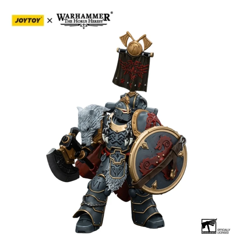 

Фигурка JOYTOY Warhammer 40000/40k: Праептор Легиона Космических Волков (Ересь Хоруса) с Мощным Топором и Боевым Щитом