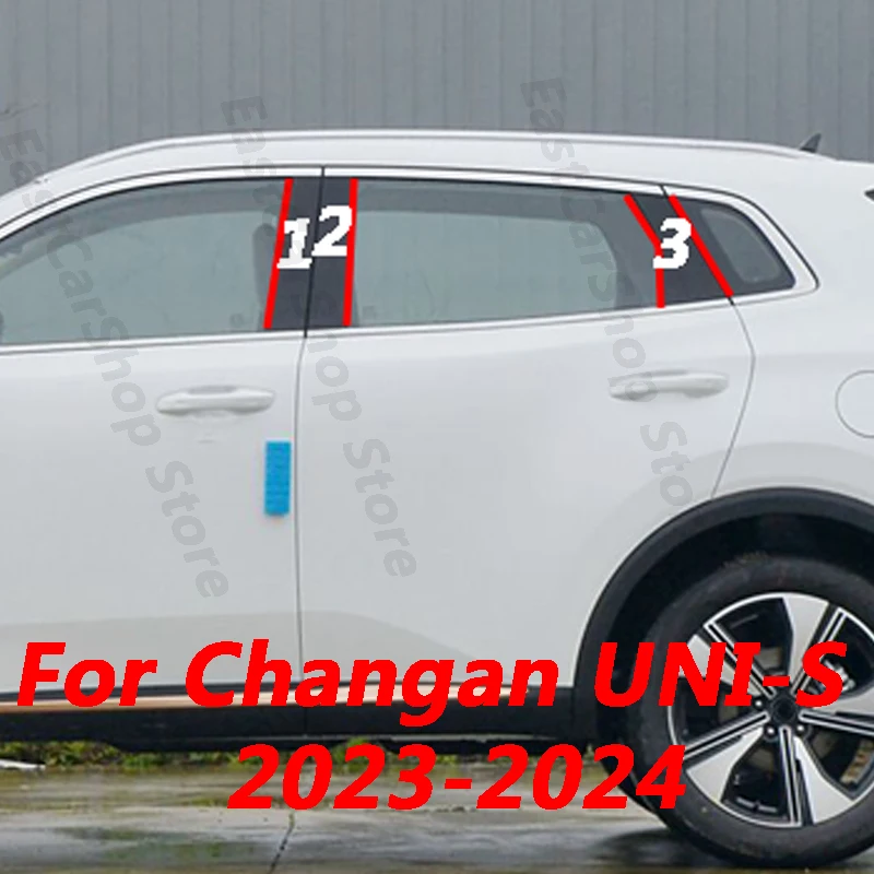 

For Changan UNIS UNI-S 2023 2024 Car Door Central Window Middle Column Bright Strip PC Pillar Decoration Accessories Cover