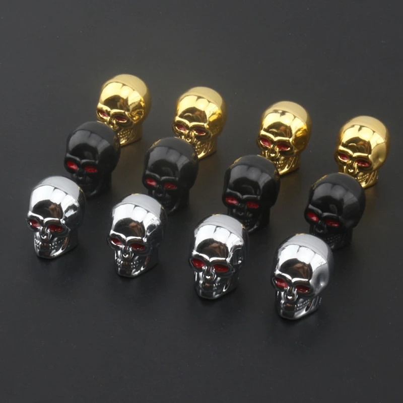 4PC Skull Valve Caps ABS Car Wheel Plugs For Alloy Wheels Tire Valve Cap Auto Valve Cover Nipple Caps For Cars Motorcycles Bikes