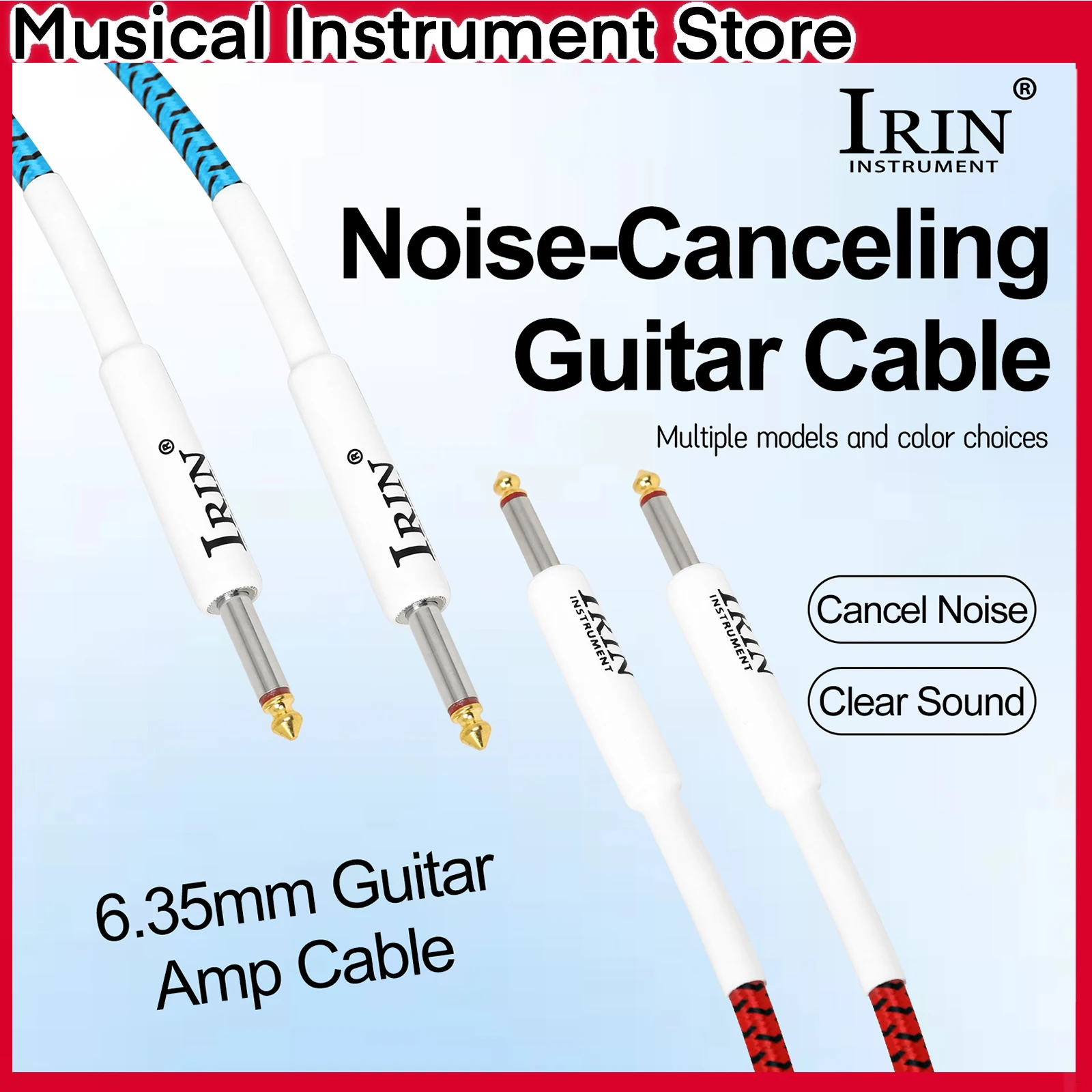 

IRIN10m Connection Cable PVC Plastic Thickened Gold Plated Noise Reducing Double Straight Head Connection Cable Multiple Options