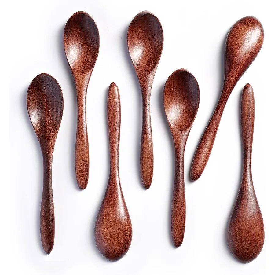 

7 PCS Small Wooden Spoons 5.8 Ih Honey Spoons for Tea Hardwood Wooden Honey Teaspoon for Coffee Little Tiny Wood Spoons Bamboo