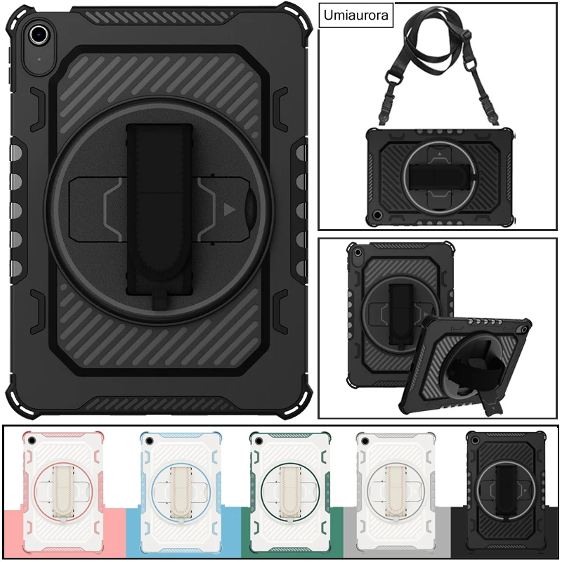 For IPad Mini 4 5 9.7 7th 8th 9th Gen 10.2 Pro 10.5 inch 360 Rotation Hand Strap Stand Tablet Case Shockproof Armor Cover Funda