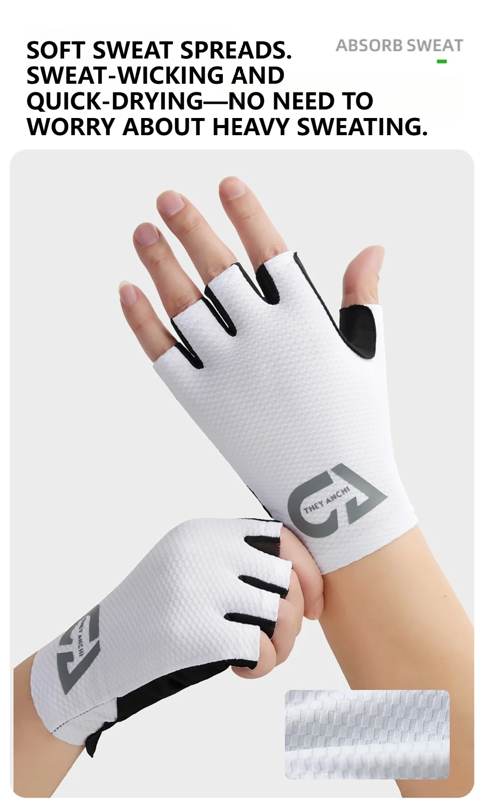 GTUBIKE Fahrradhandschuhe, stoßfeste Fahrradhandschuhe mit halben Fingern, atmungsaktive, stoßfeste kurze Fahrradhandschuhe, Sommerhandschuhe mit hoher Elastizität – Detail 11