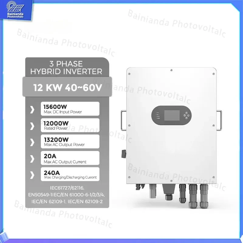 8KW 10KW 12KW Pure Sine Wave Three Phase Hybrid Solar Inverter IP65 Low Voltage WiFi MPPT Solar Charge Controller for Off
