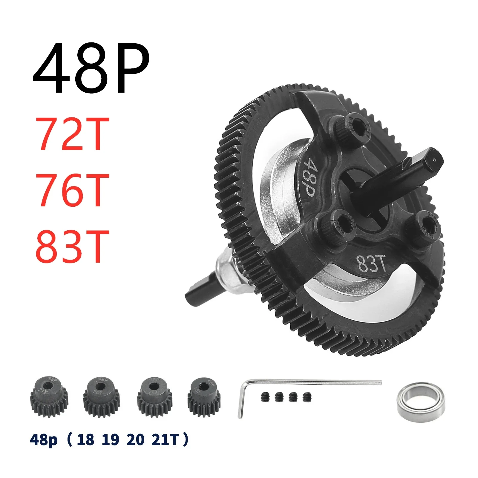 Steel 48P 72T 76T 83T Spur Gear Slipper Clutch and Pinion Gear for 1/10 Traxxas Ford Fiesta Telluride RC Car Upgrade Parts