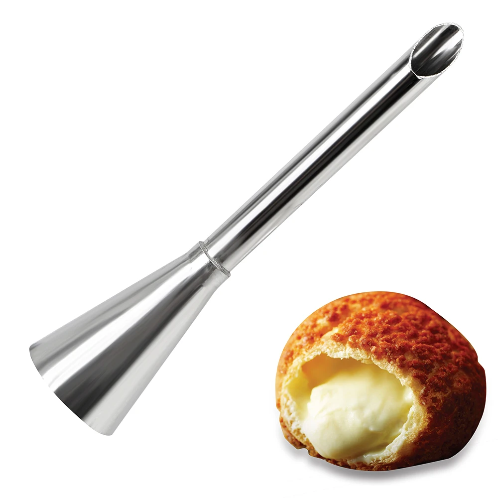 Stainless Steel Puff Nozzle Tip Pastry Tool Cream Icing Piping Nozzle Tip Cupcake Puffs Injection Russian Syringe 1PC