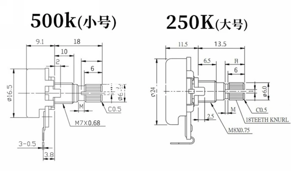 1 PC Alpha A500K B500K A250K B250K Potentiometer For Electric Guitar Bass volume controls tone controls 500K 250K POT