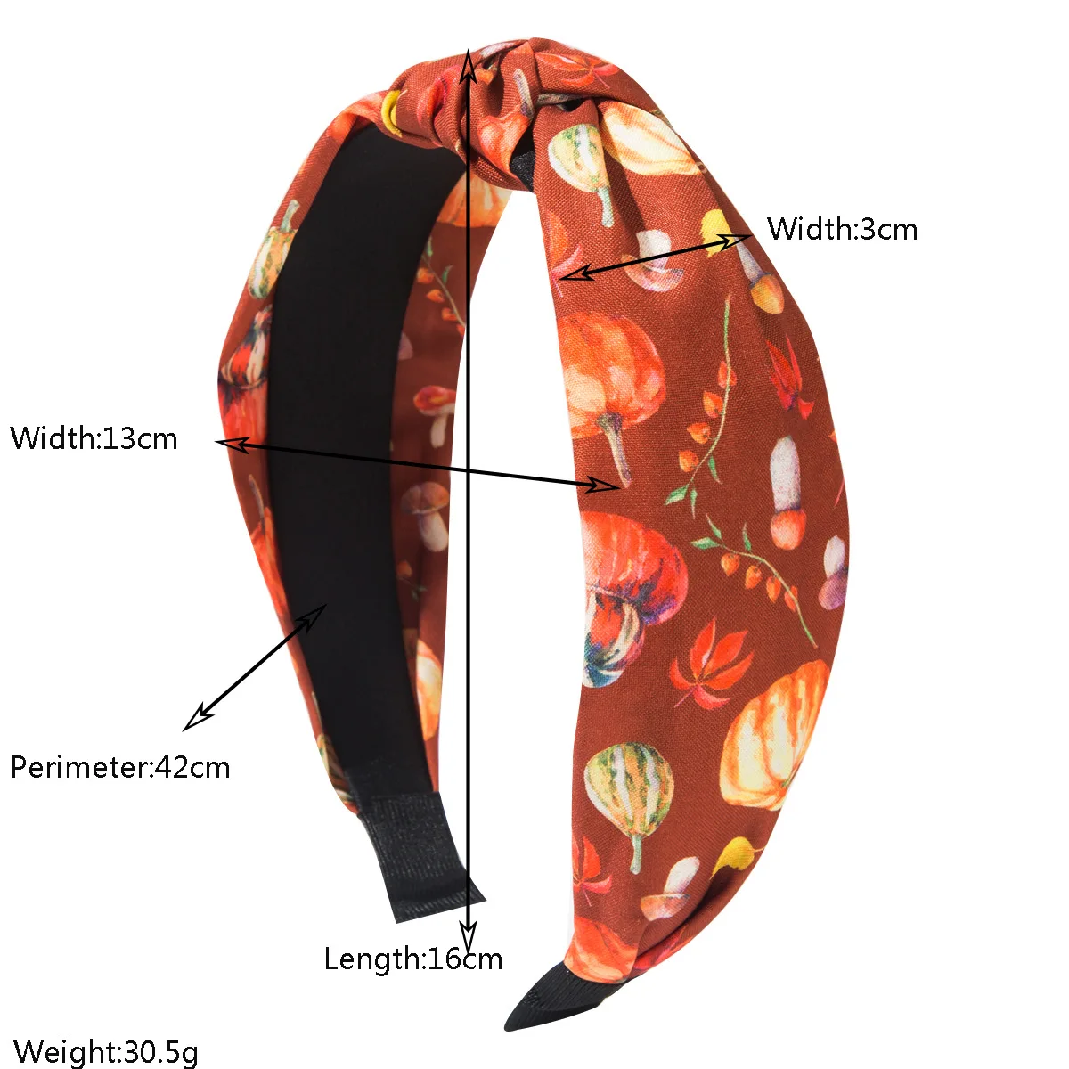 Popular Thanksgiving elements headband, maple leaf turkey pumpkin mushroom print fabric fashion holiday hair accessories