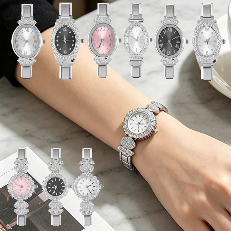 Stainless Steel Fit 9mm Watch Connector Italian Charm Links Women's Round Zircon Watch Header Linker Bracelet DIY Jewelry Gifts view 3
