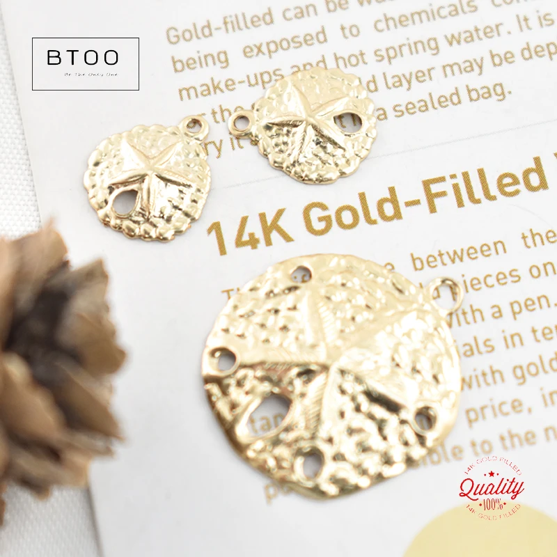 Sanddollar-Anhänger aus 14K Goldfilled, Sanddollar-Charm für DIY Armband- und Halsketten-Herstellung, Schmuckzubehör – Detail 12