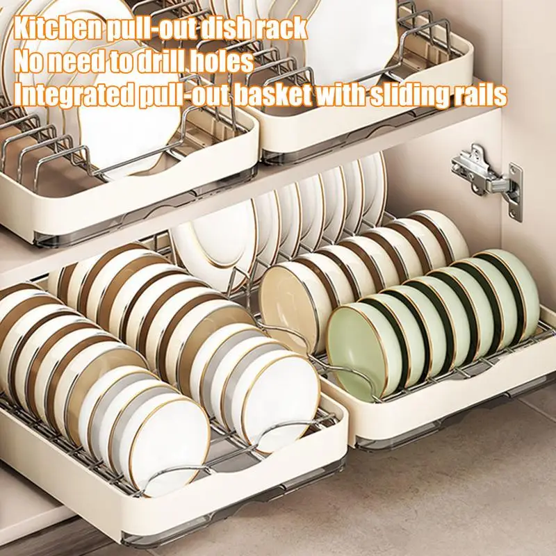 Pull Out Kitchen Cabinet Organizer Slide Out Dish Rack With Drainboard Storage Rack For Kitchen Bathroom Living Room Pantry