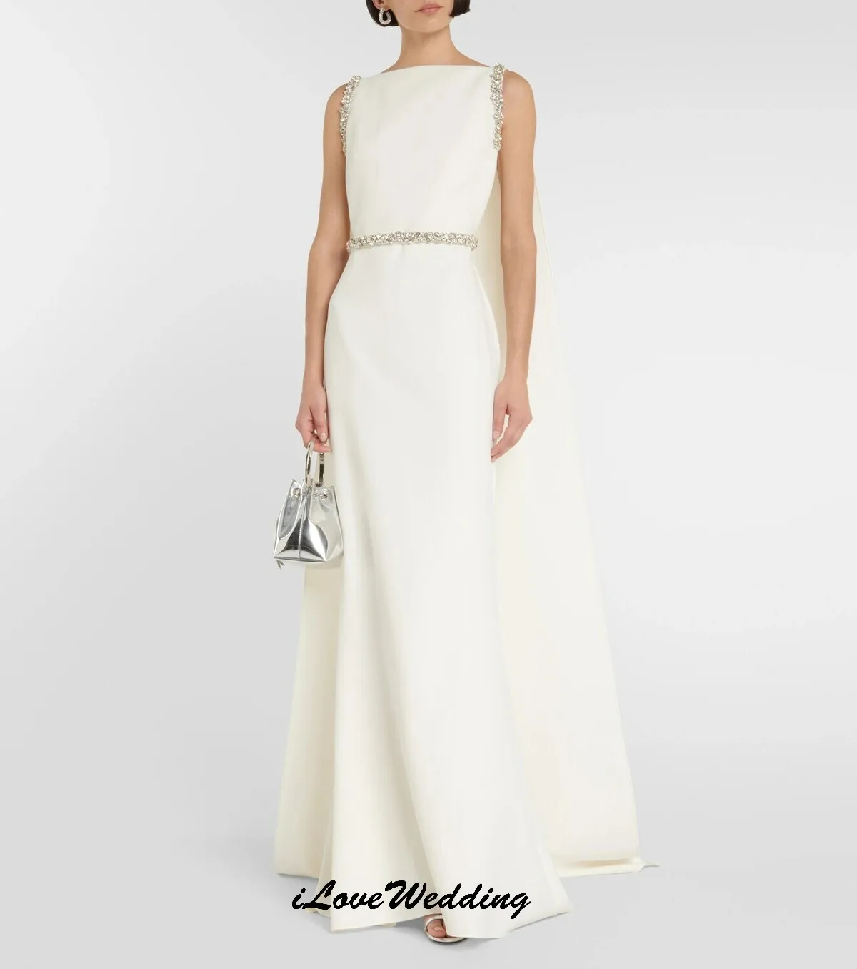 アイボリーホワイトノースリーブエレガントイブニングドレス2025ビーズプロムドレスジャケット付きフォーマルガウン女性用フロア丈カスタマイズ