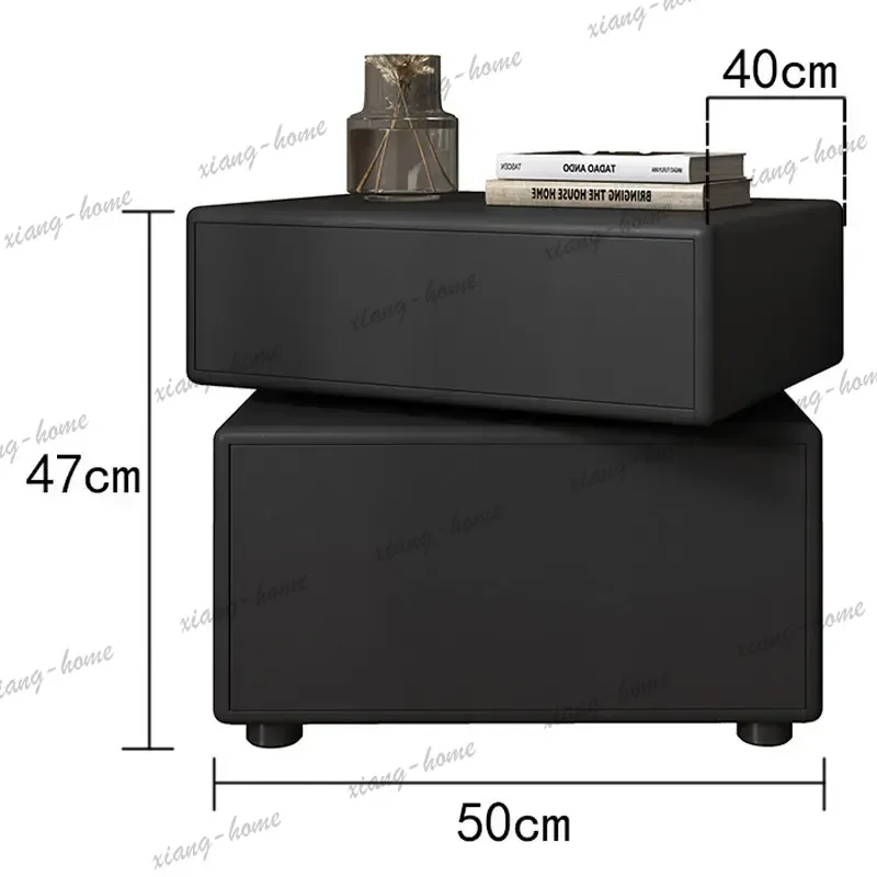 LJY Minimalist Vintage Nightstand Industrial Large Capacity Bedside Table Executive Soft Mesa Cabeceira Home Bedroom Furniture