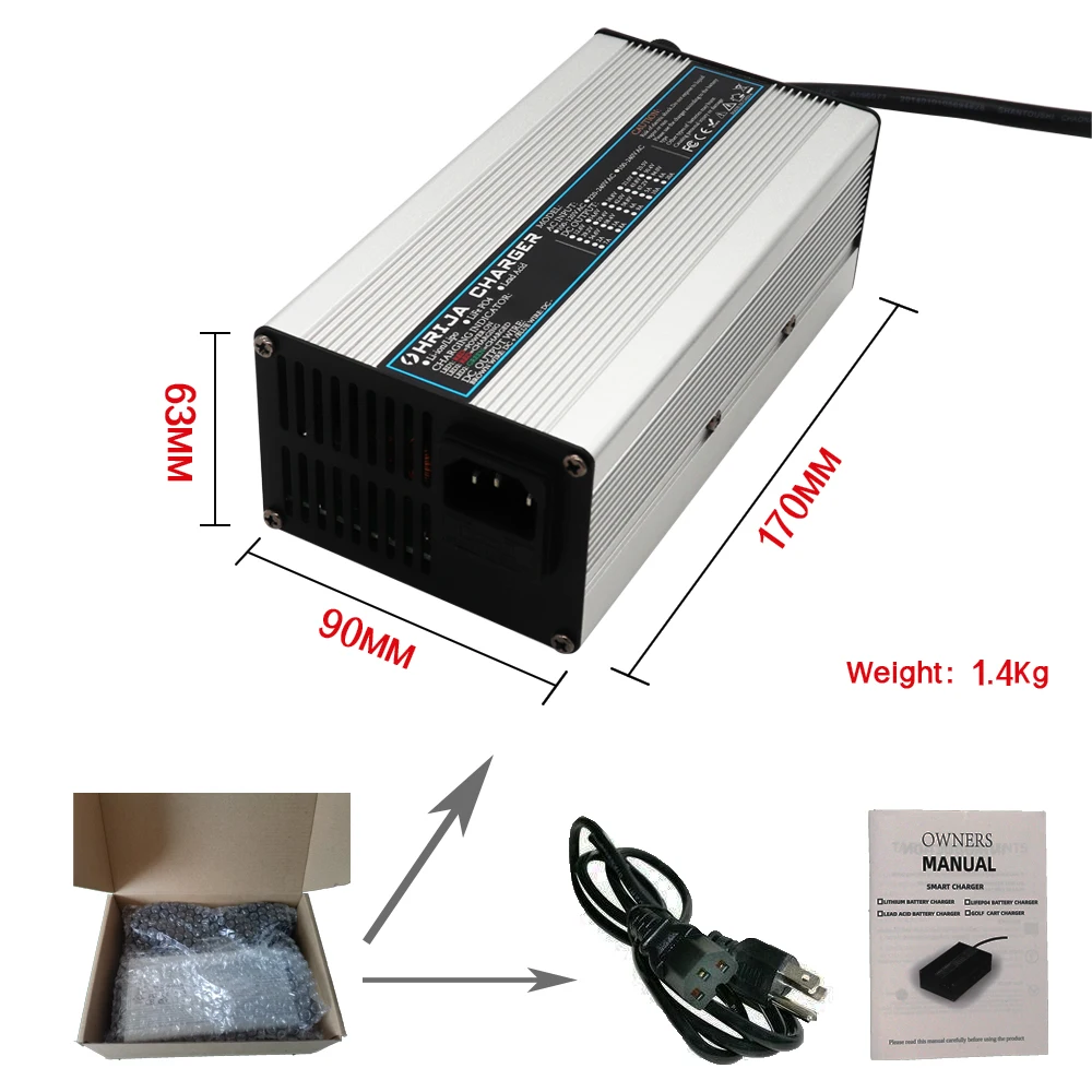 54.6V 10A Charger Is Suitable For Power Tool, Robot, Electric Vehicle Lithium Battery 48V 13S Wide Voltage Switch with Fan