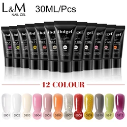 30 ML Poly UV Gel for Quick Extension 12 Color ibdgel Acrylic Builder UV Gel Soak Off UV LED Hard Gel Polish Quick Nail Extend