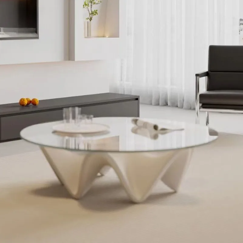 Fiberglass coffee table, hotel home living room round hexagonal Nordic simple creative modeling special-shaped side table