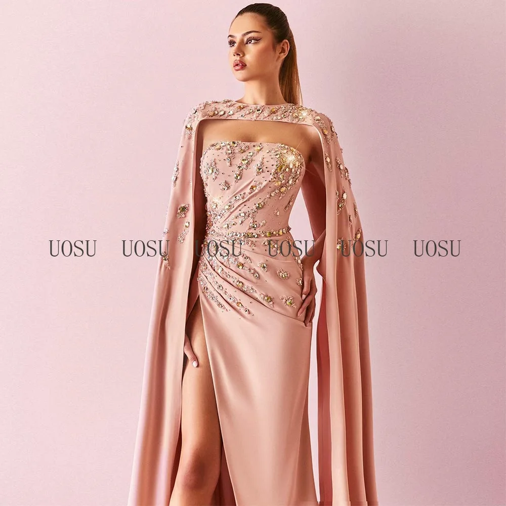 Robe de Soirée de Forme Sirène pour Femme, Tenue de Bal de Luxe, Rose Rond, Clip Kly, Fente Haute, Sans Bretelles, Sexy, 2022