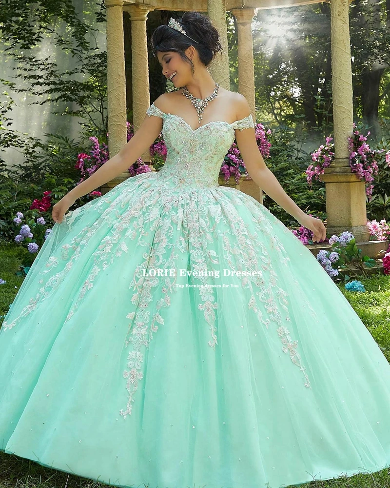 Lorie Tüll Ballkleid Quince anera Kleider Schatz Applikationen Kurzarm Vestidos de 15 Quinceañera Prinzessin Party kleider