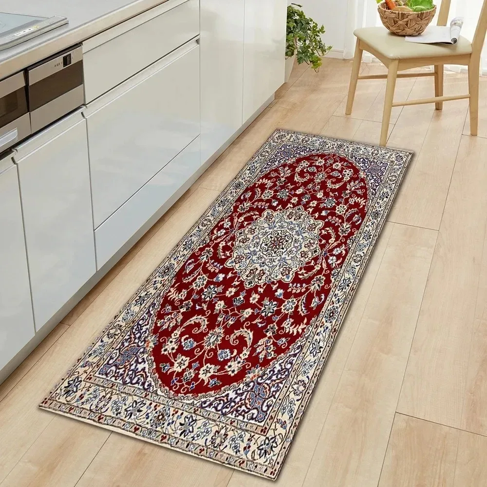Vintage Persischer Küchenläufer Flurläufer Wohnzimmer-Bodendekoration Schlafzimmer-Beistellläufer Anti-Ermüdungs-Teppich