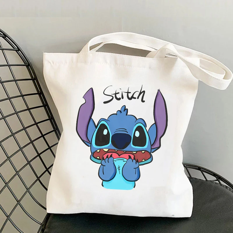 Cute Stitch Women Handbag Kawaii Crossbody Bags for Women Disney Cartoon Printed Canvas Bag Girls Large Capacity Shopping Bags