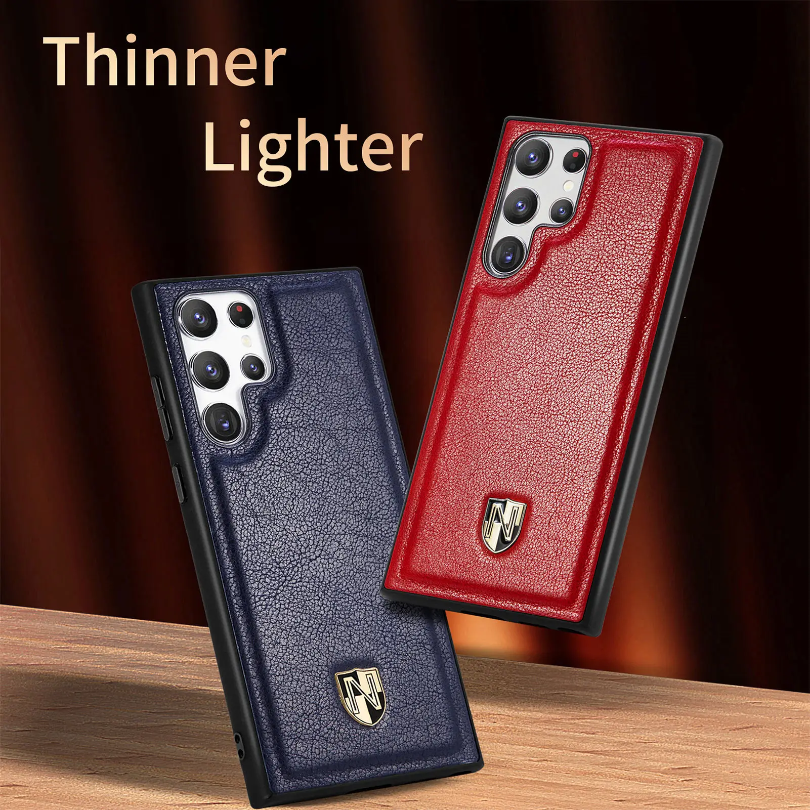 Luxury Phone Case For Samsung S23 Ultra Cow Leather Anti-slip Anti-fingerprint Anti-vibration Cover For Galaxy S22 Plus