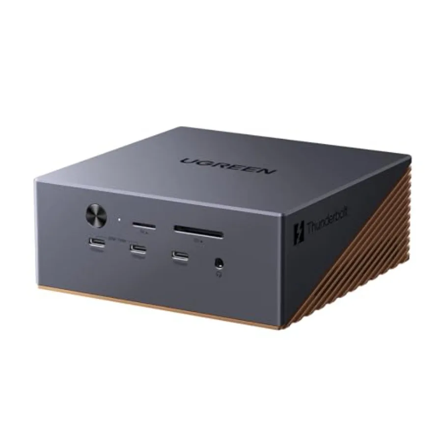

Thunderbolt 5 docking station for laptops: aluminum, black, 120Gbps transfer, 8TB M.2 NVMe SSD, single 8K/dual 6K@60Hz display,