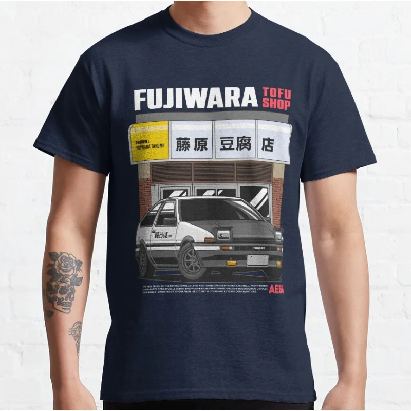 Fujiwara Tofu Shop 80s Vintage Anime Initial D Japan manga Mountain Drift Racing Graphic T Shirts large size Adult S-6XL