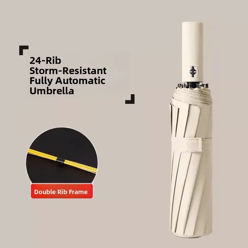 مظلة أوتوماتيكية ذات 24 ضلعًا للحماية من الشمس ومقاومة للماء وحماية من الأشعة فوق البنفسجية مقاس كبير للرجال والنساء مظلة مزد... #2
