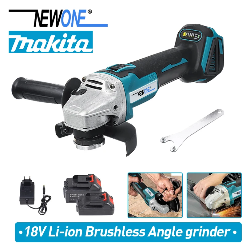 

NEWONE Brushless Angle Grinder Cutting Grinding Too M14 115mm Polishing Electric Angle Grinder Power Tool For 18V Makita Batte