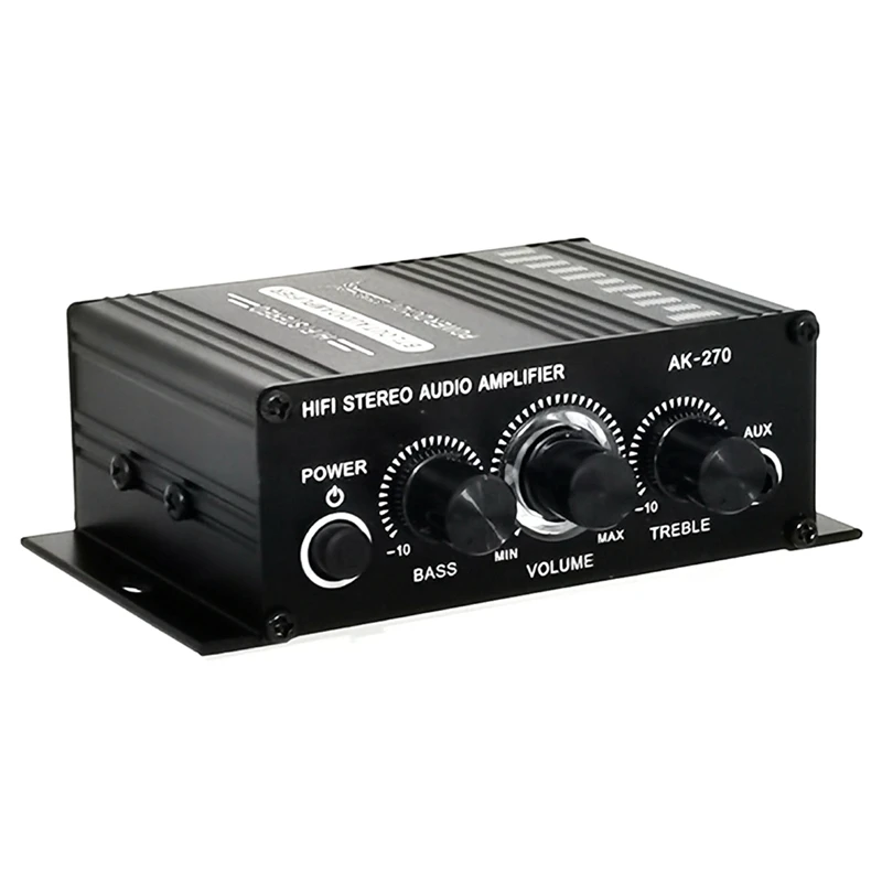 Mini Amplificador de Potência HiFi, AK-270, AK270, 12V, Áudio Home Car Theater, 2 canais, USB, SD, Entrada AUX