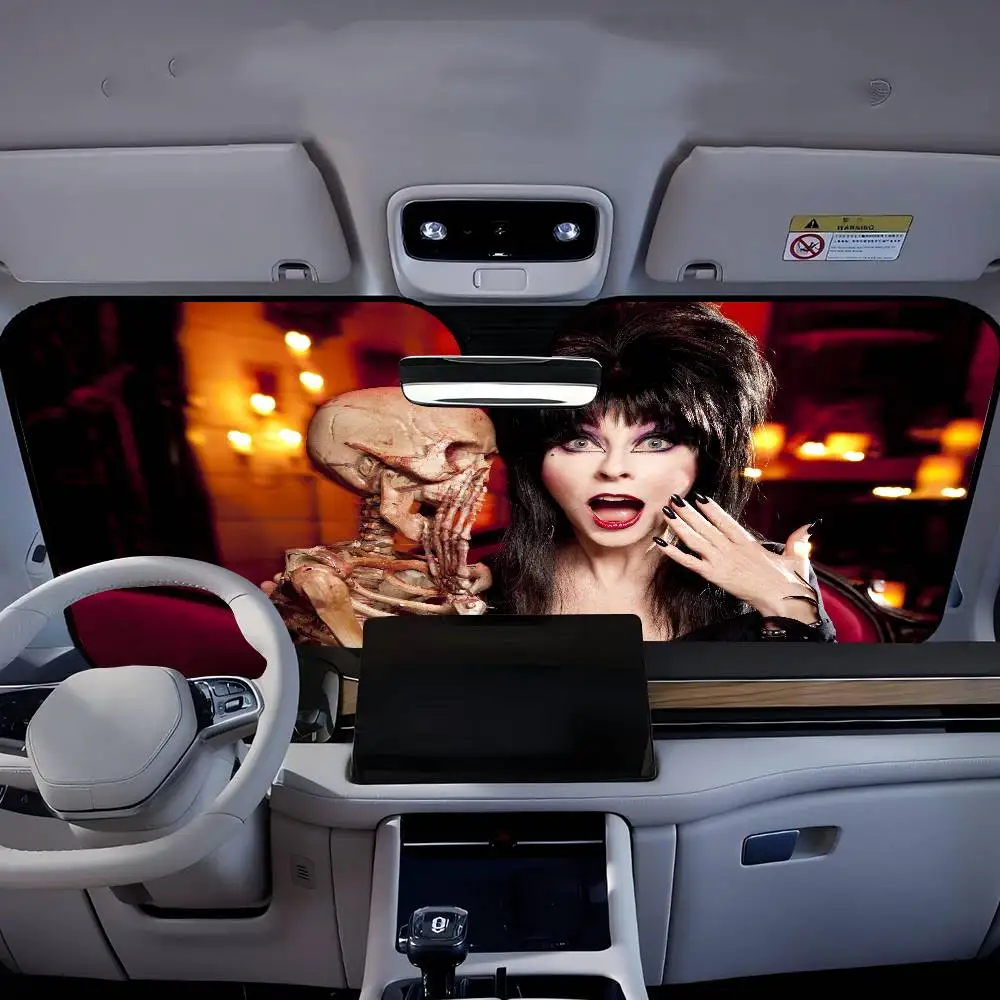 Horror Film E-Elvira M-Mistress D-Dark Windshield Sun Shade for Car SUV Truck Front Window Sun Shade Visor Protector Cover view 4