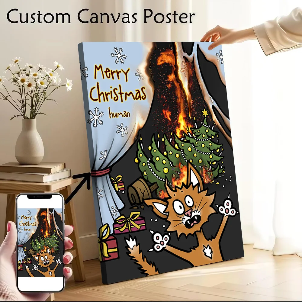 Merry Christmas Human Canvas Poster Wall Art Customizable High Quality Printed Picture for Decor Living Room Decoration Painting