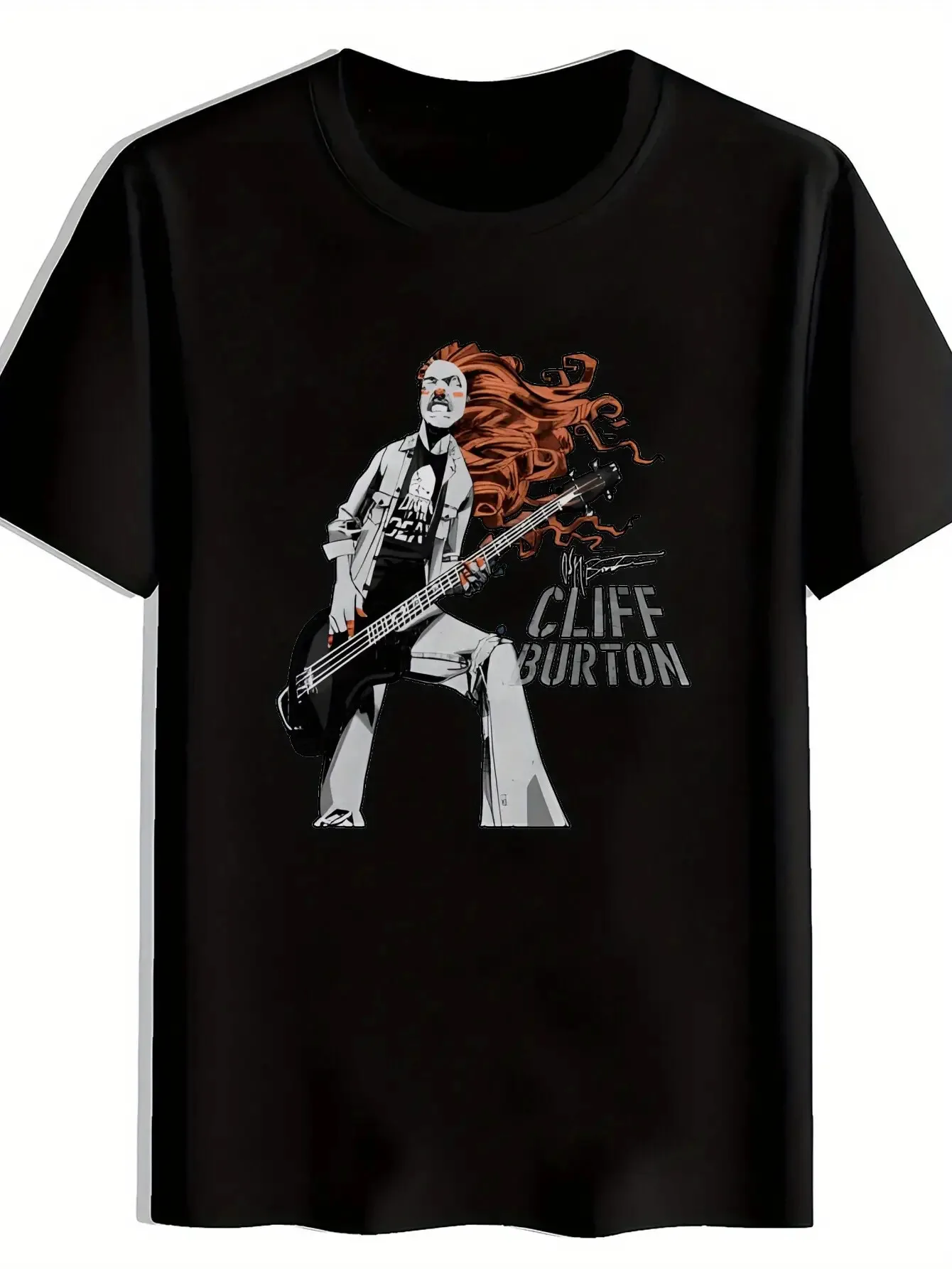 Camiseta Retro con Estampado de Banda de Rock para Hombre - Diseño Cliff Burton, Estilo Casual de Verano, Ideal para Conciertos, Festivales y Regalos