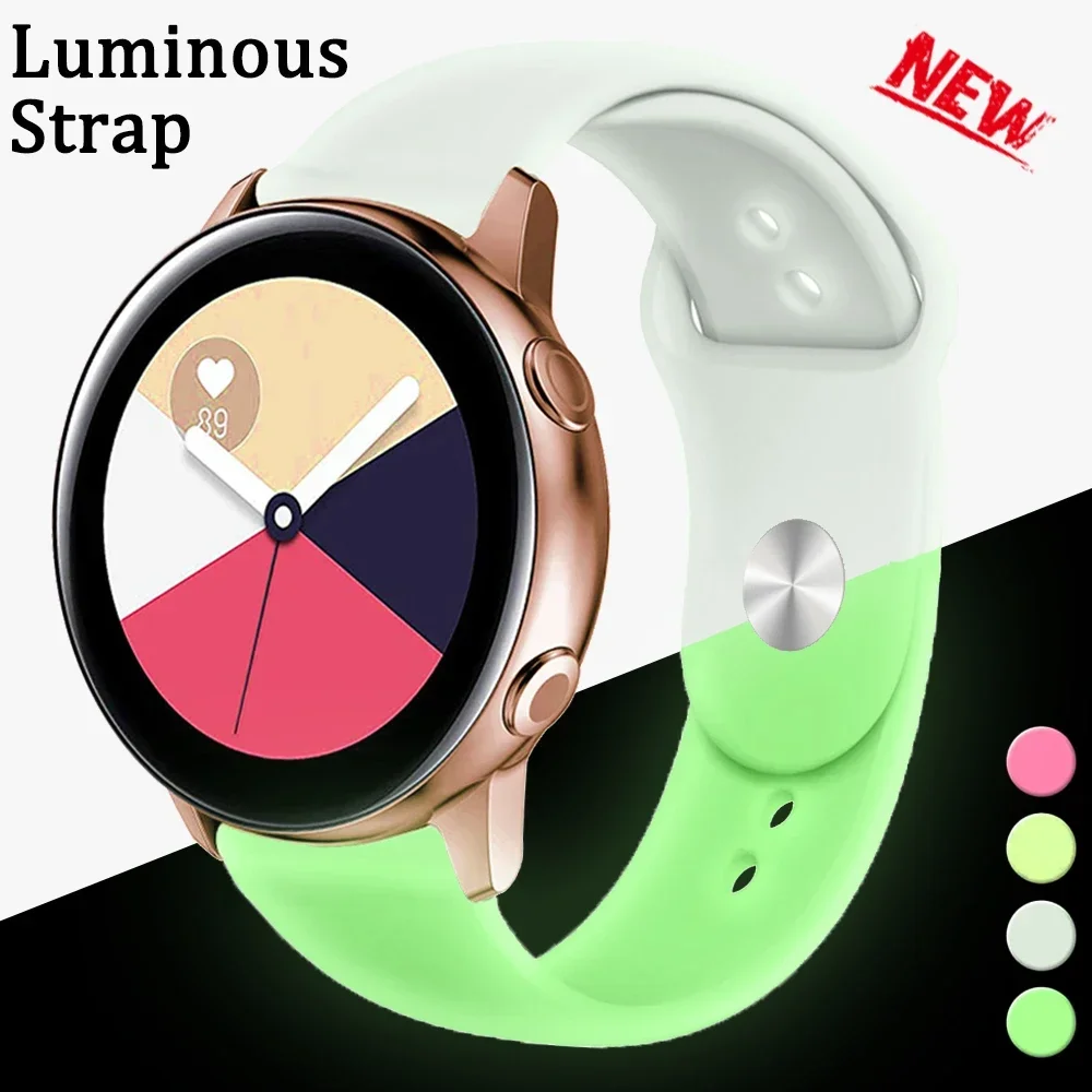 20mm Luminous Silicone Strap For Samsung Galaxy watch4 5 6 pro 45mm 44mm Loop Bracelet For Huawei Watch GT2 3 Pro 42 Band correa