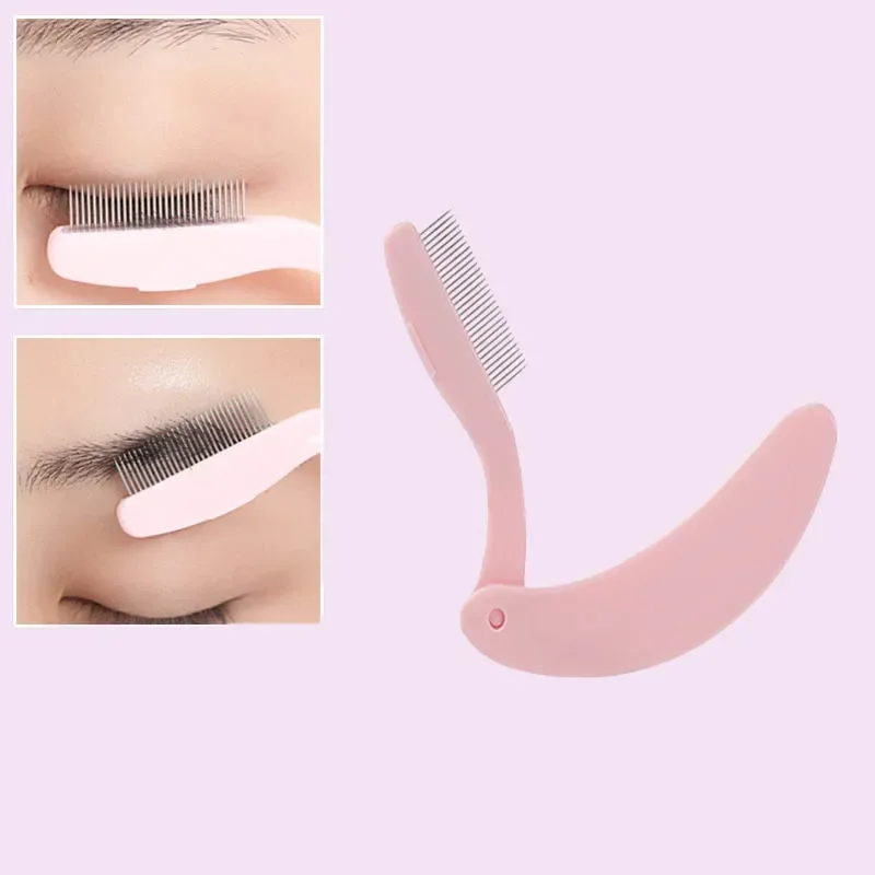 Pro Folding Stainless Steel Teeth Eyelash Comb Eyebrow Brush Shaper Beauty Tool