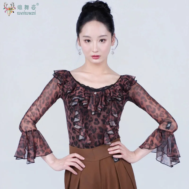 modern-dance-practice-suit-leopard-print-party-jumpsuit-top-women-waltz-tango-latin-ballroom-dance-performance-costumes-wearing