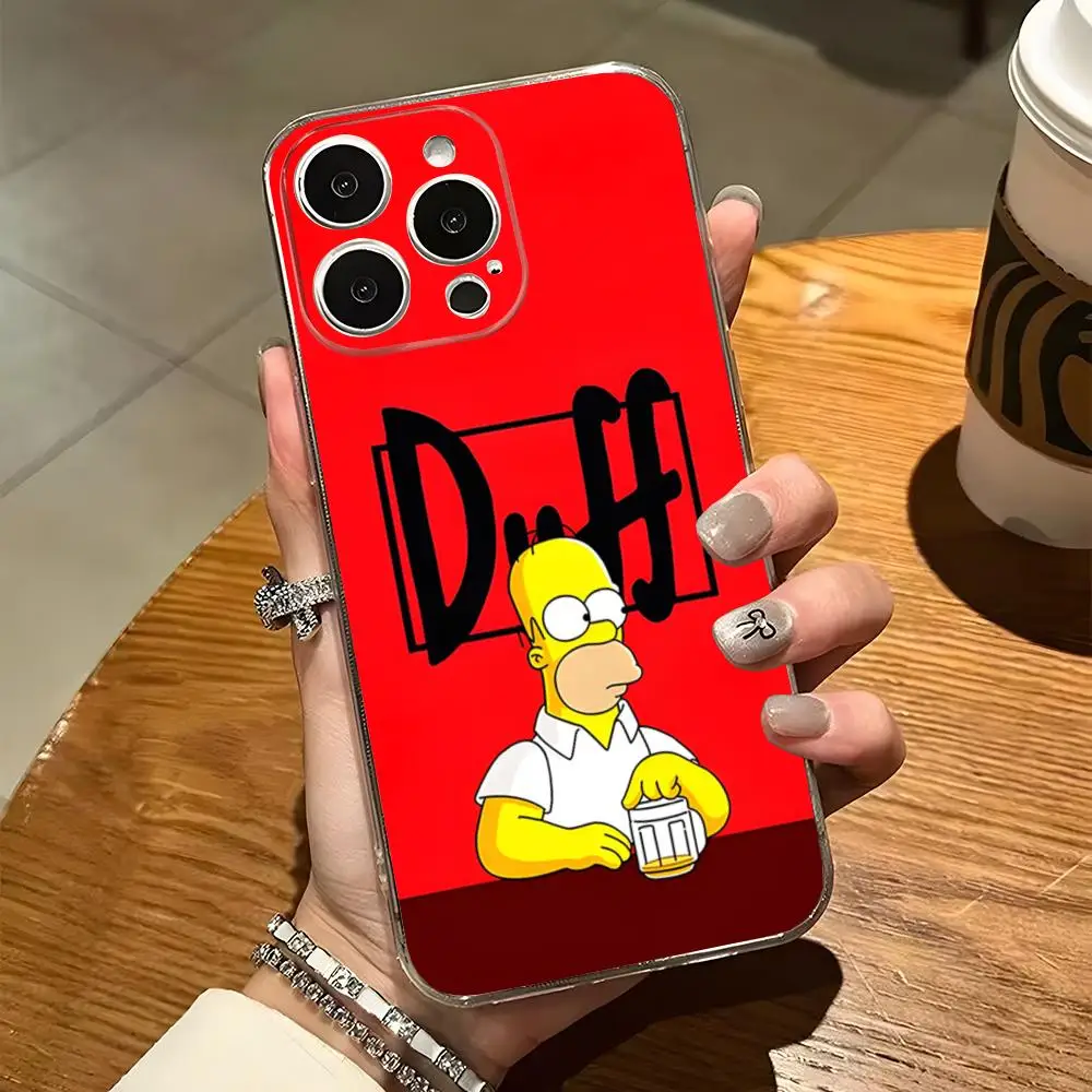 Zabawne etui na telefon Homer Simpson do iPhone\'a 15 Pro Max 14 Plus 11 12 Mini 13 Pro 7 8 X XR XS SE Przezroczysta tylna obudowa