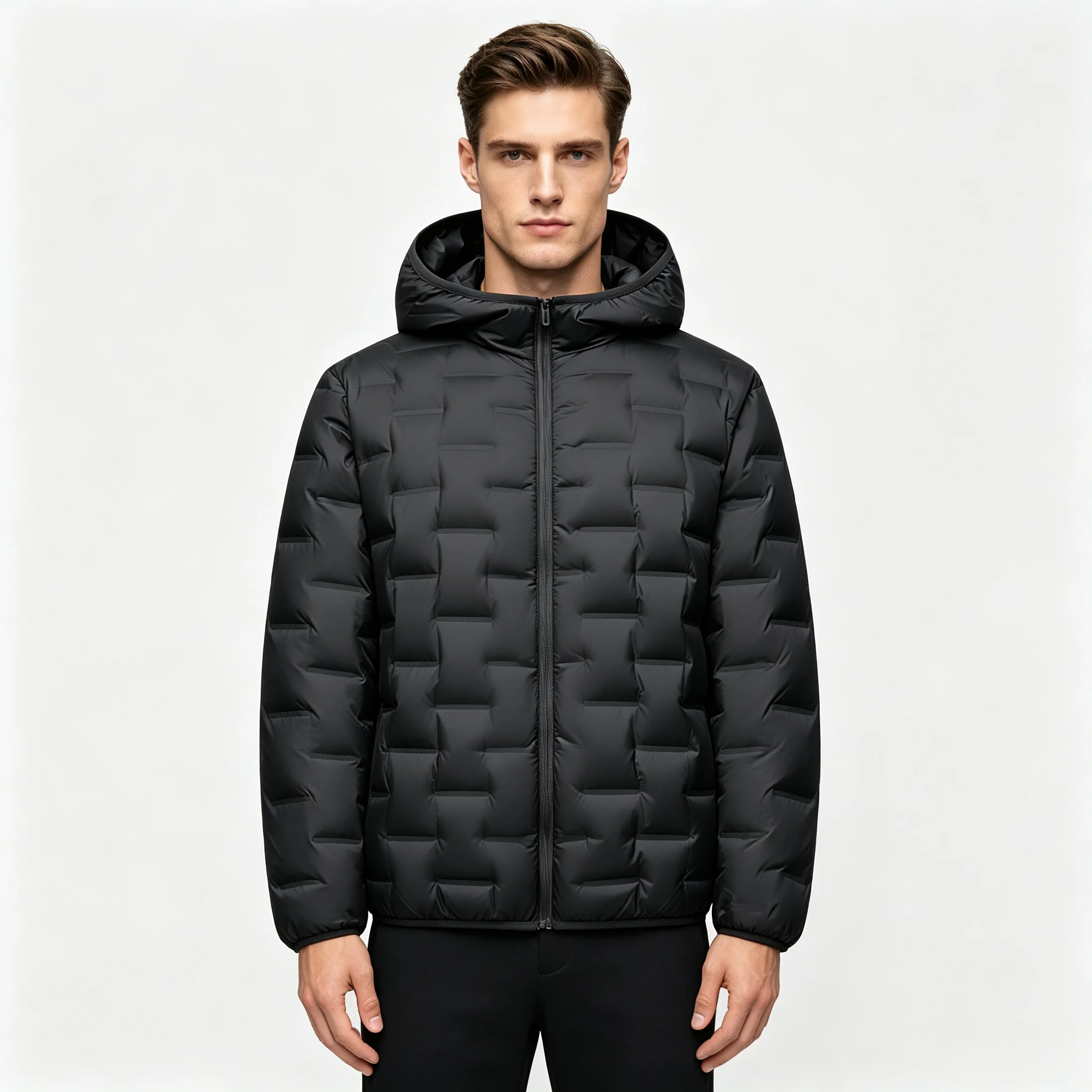 Autumn/Winter Men Women Casual Simple White Duck Down Jacket Lightweight Windproof Outdoor Fashionable Versatile Hooded Design